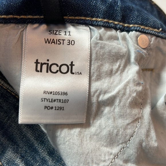 TRICOT Stretch Dark Denim Mid Rise Ankle Skinny Distressed Women’s Jeans 11 x 30 - Picture 7 of 8